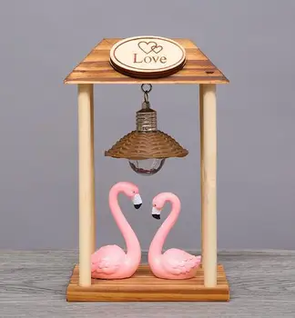 

Creative flamingo nightlight wooden nightlight decoration resin crafts students new unique personality small gifts