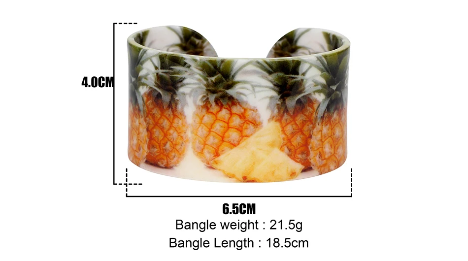 Bonsny инструкция акриловая ананас браслет браслеты Craft Tropic фрукты летние украшения для женщин девочек дамы подарок вечерние оптовая продажа
