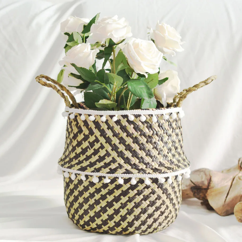 Seagrass Wicker Basket Flower Pot Folding Basket Country style modern fresh good look cachepot potes