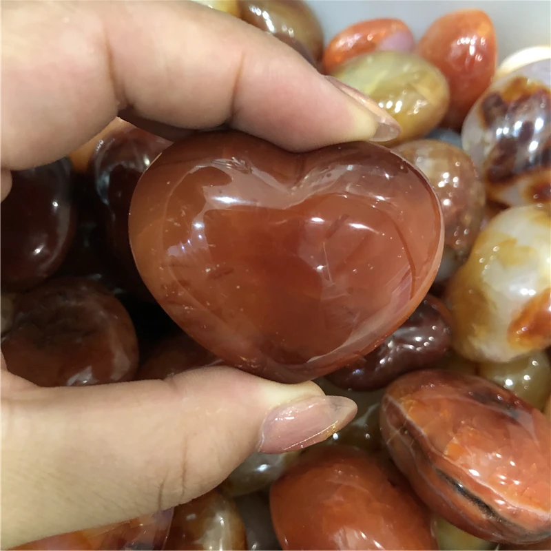 Natural Red Agate Heart Reiki Healing Crystals Love Jasper Gemstones for Home Wedding Decoration Crystals for Crafts