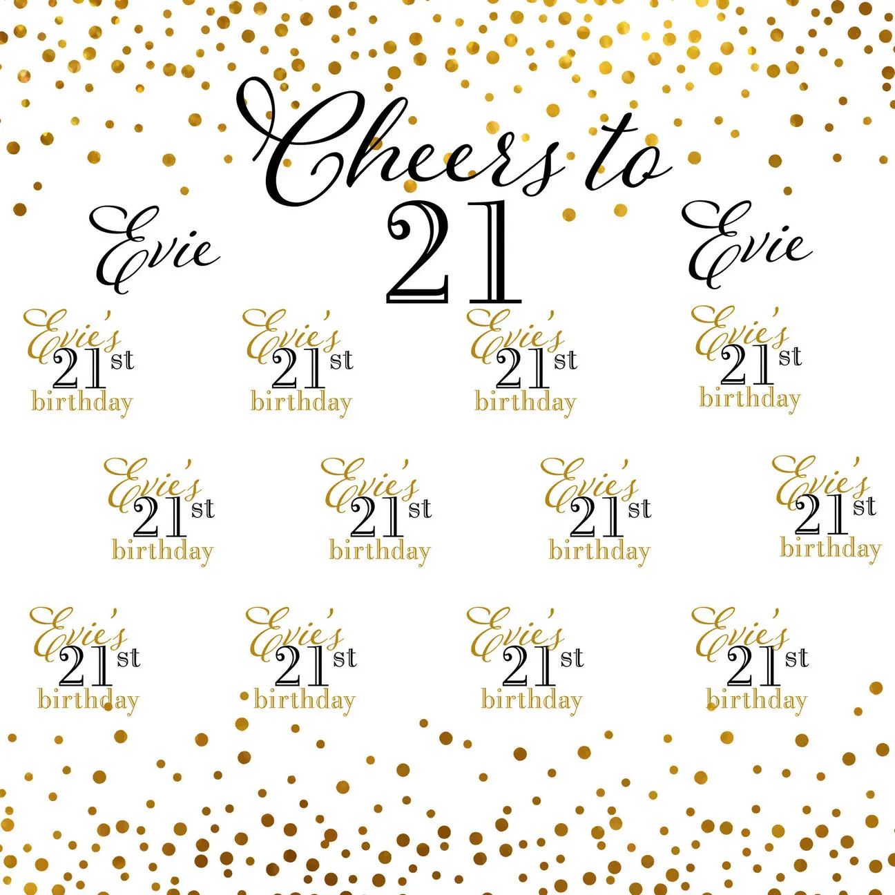 

custom Cheers 21 Birthday Gold Polka Dot photography backgrounds High quality Computer print party backdrops