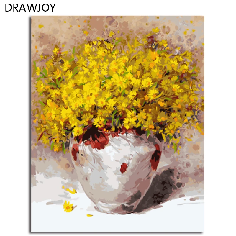 

DRAWJOY Framed Flower DIY Painting By Numbers On Canvas Painting And Calligraphy Wall Art For Home Decor 40x50