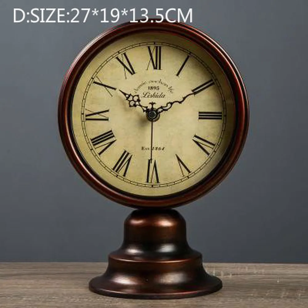  1PCS American clock double-sided clock table clock bedroom European retro sitting room decoration s - 32884384352