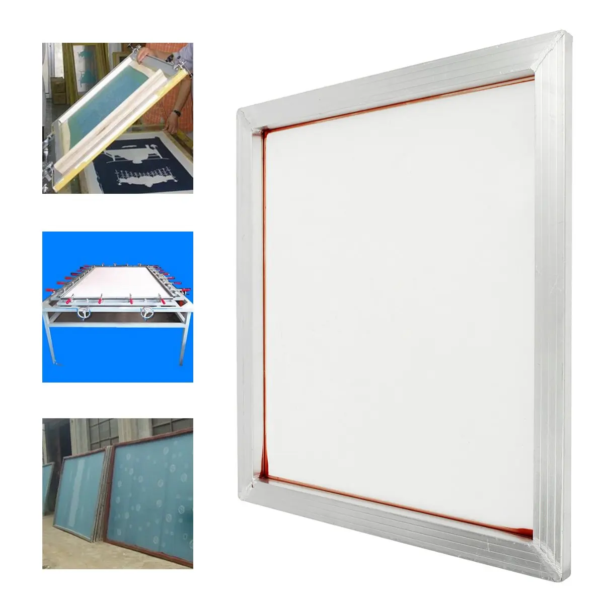 

110 Mesh Screen Printing Aluminium Frame Stretched With White Silk Print Polyester Mesh For Printed Circuit Aluminium 50X60cm