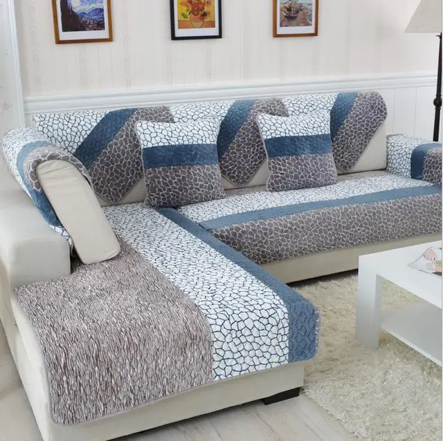 Us 9 53 11 Off 1 Piece Fleeced Fabric Sofa Cover European Style Soft Modern Slip Resistant Slipcover Seat Couch For Living Room S 21 In