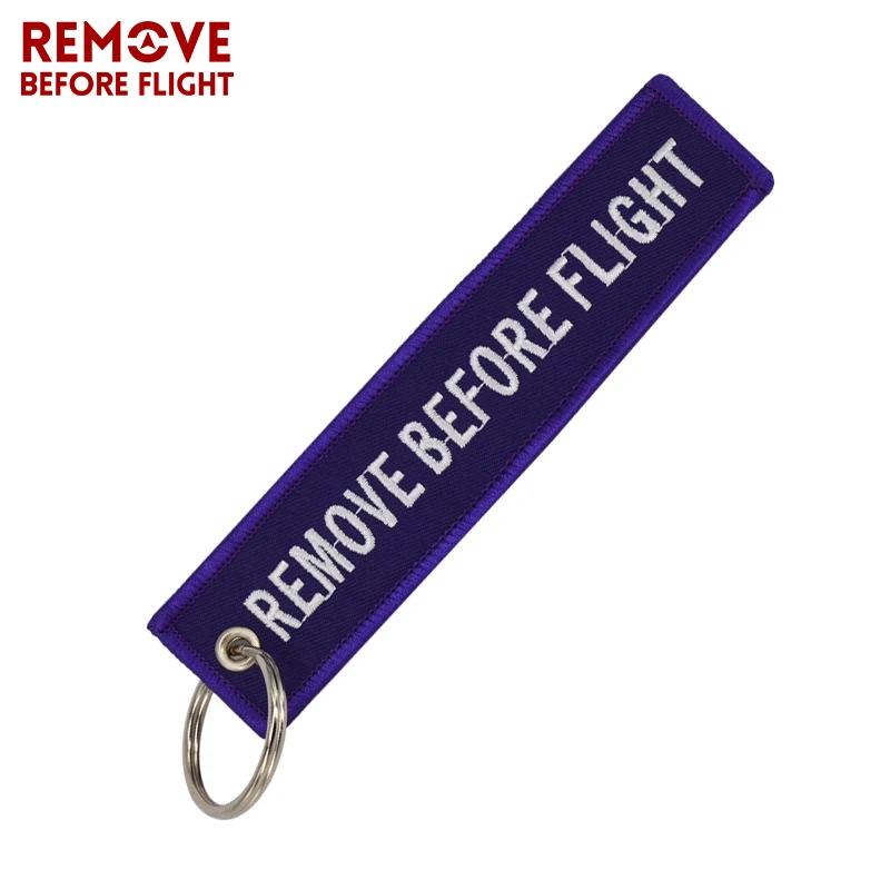2017 Fashion Jewelry Keychain for Cars OEM Motorcycles Key Chains Purple Embroidery Key Fobs REMOVE BEFORE FLIGHT Key Chain Tag (2)