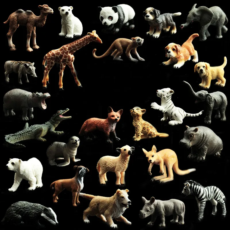 

1pcs Children Small Animal Model Toy Plastic Animal Figure Toys Gifts Cub Landscape Home Decor Ornaments Elephant Puppy Dog