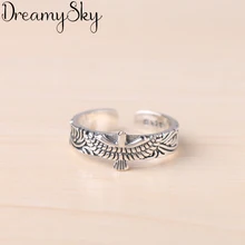 Bijoux Винтаж 925 пробы серебряные кольца птицы для девушек Дамы регулируемый размер массивные кольца Свадебная вечеринка ювелирные изделия Anillos