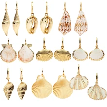 Boho natuurlijke schelpen porceleinslak shell drop earring ontwerp boucles d oreille femme kleine hoepel oorbellen sieraden gold bijoux hoops(China)