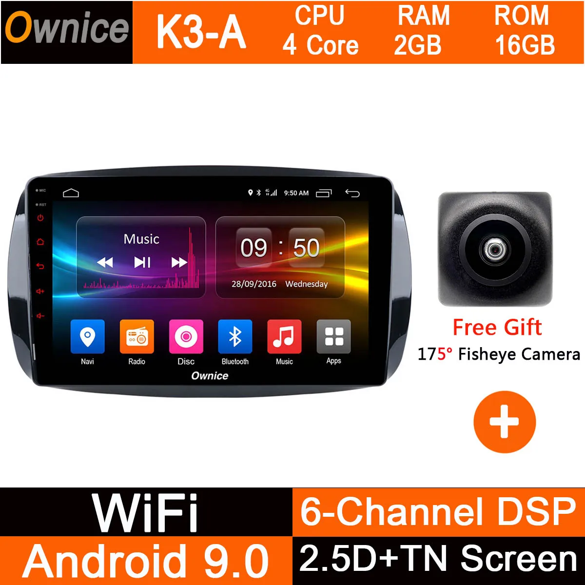 " ips Android 9,0 4 Гб ram+ 32 Гб rom 8 ядерный автомобильный радиоплеер для Mercedes Benz Smart Fortwo Forfour ADAS DSP CarPlay - Цвет: K3-A