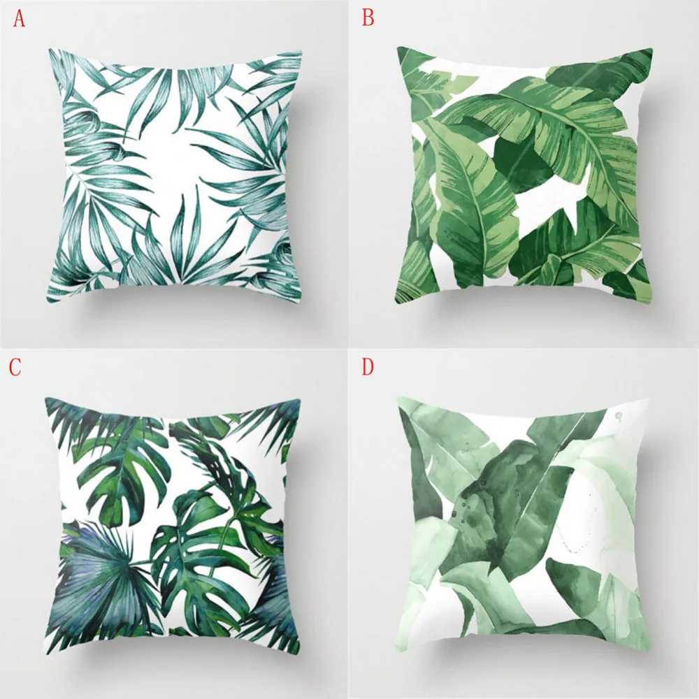 Tropical Leaf Cactus Monstera Polyester Case Cusion Green Leaves Throw Sofa Car Cushion Home Decor Decorative Pillowcase New