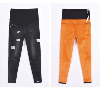 

Winter Thicken Trousers Maternity Clothing Plus Size L-5XL Maternity Jeans For Pregnant Woman Jeans H303