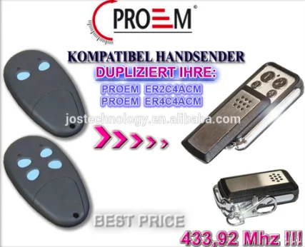 

PROEM ER2C4ACM,ER4C4AEM 433,92MHZ replacement remote