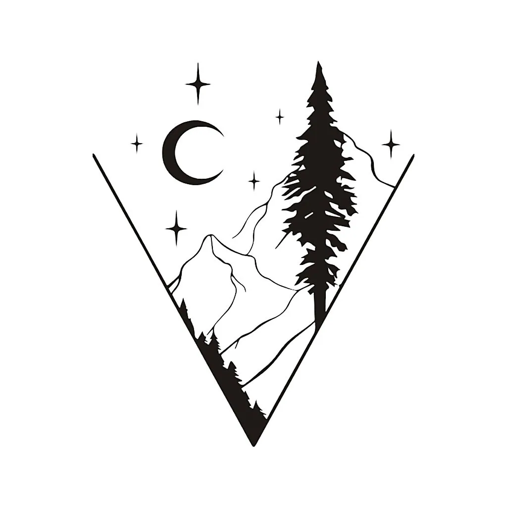 

Mountain night view Landscape in Four Seasons 3D Wall Sticker Star tree Removable Wallpaper Home Decal Home Decor wall stickers