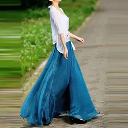 Разноцветные 2019 летние юбки для женщин Boho Maxi однотонная длинная юбка с эластичной талией вечернее пляжное платье макси длинные юбки 25