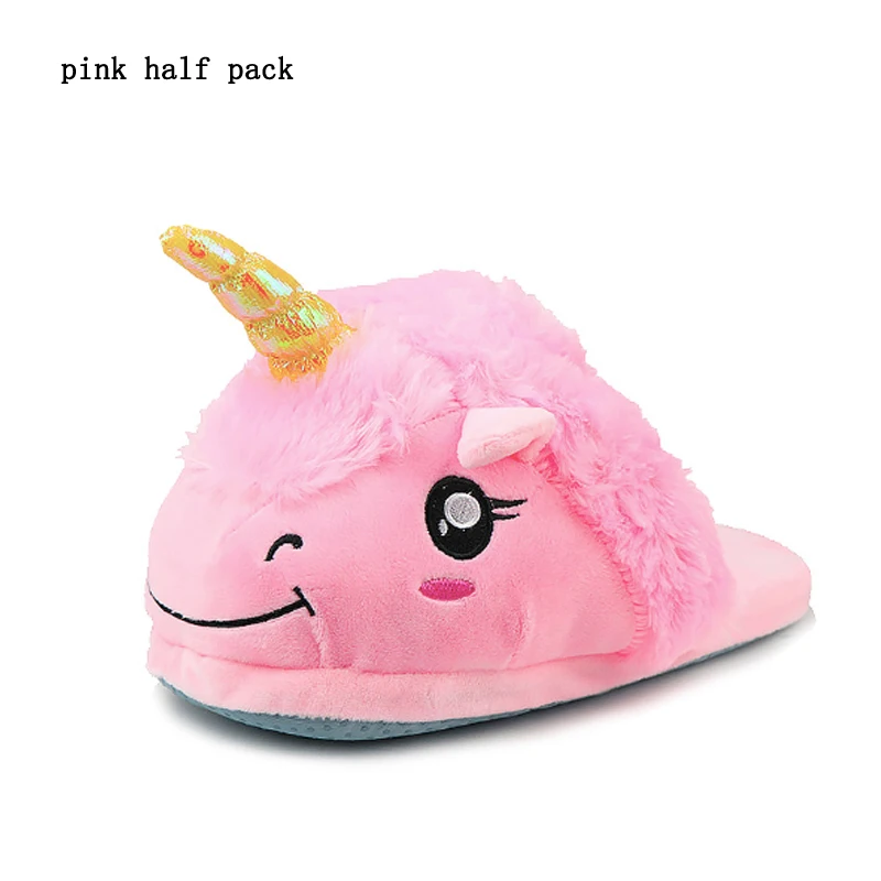 

Winter Children colors Unicorn Slippers For Kids Plush Baby Girls Boys Cartoon cotton Slippers With Closed Heel Home Flip Flops