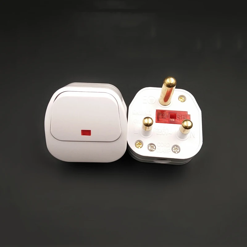 

2PCS South African Plug Switch 250V 15A AC Power Plug With Switch Male Electrical Socket Connect Cord Adapter