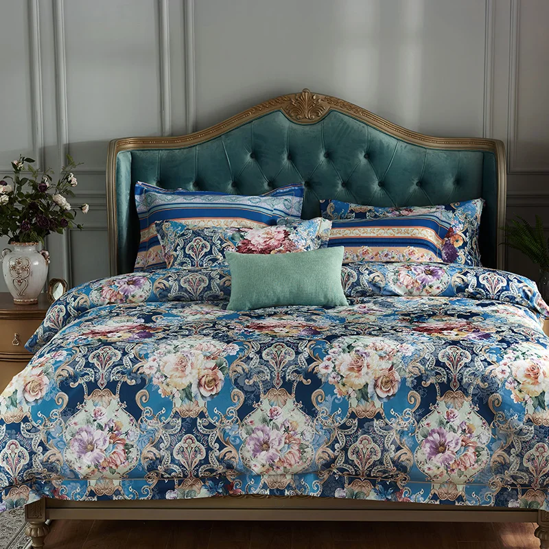 

New european jacquard Bedding Set 4pcs Duvet Cover Sets Soft cotton Bed Linen Flat Bed Sheet Set Pillowcase Home Textile Drop Sh