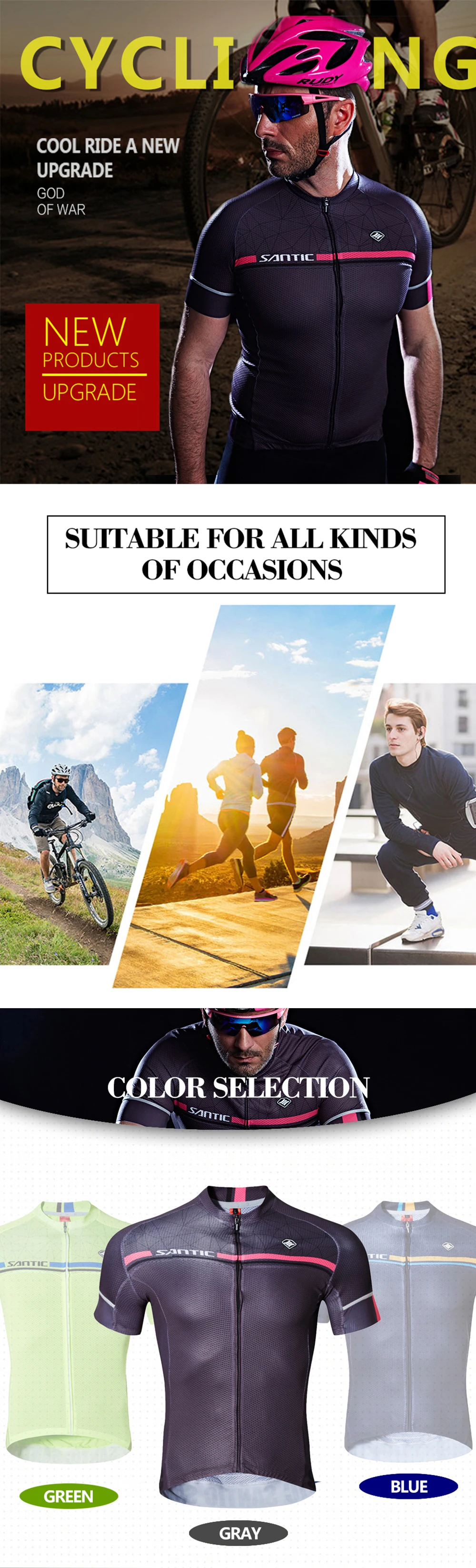 2018 SANTIC Cycling Clothing Men Pro Fit Cycling Jersey MTB Short Sleeve Downhill Bike Base Layer Jersey Sports Cycle Knitted (1)