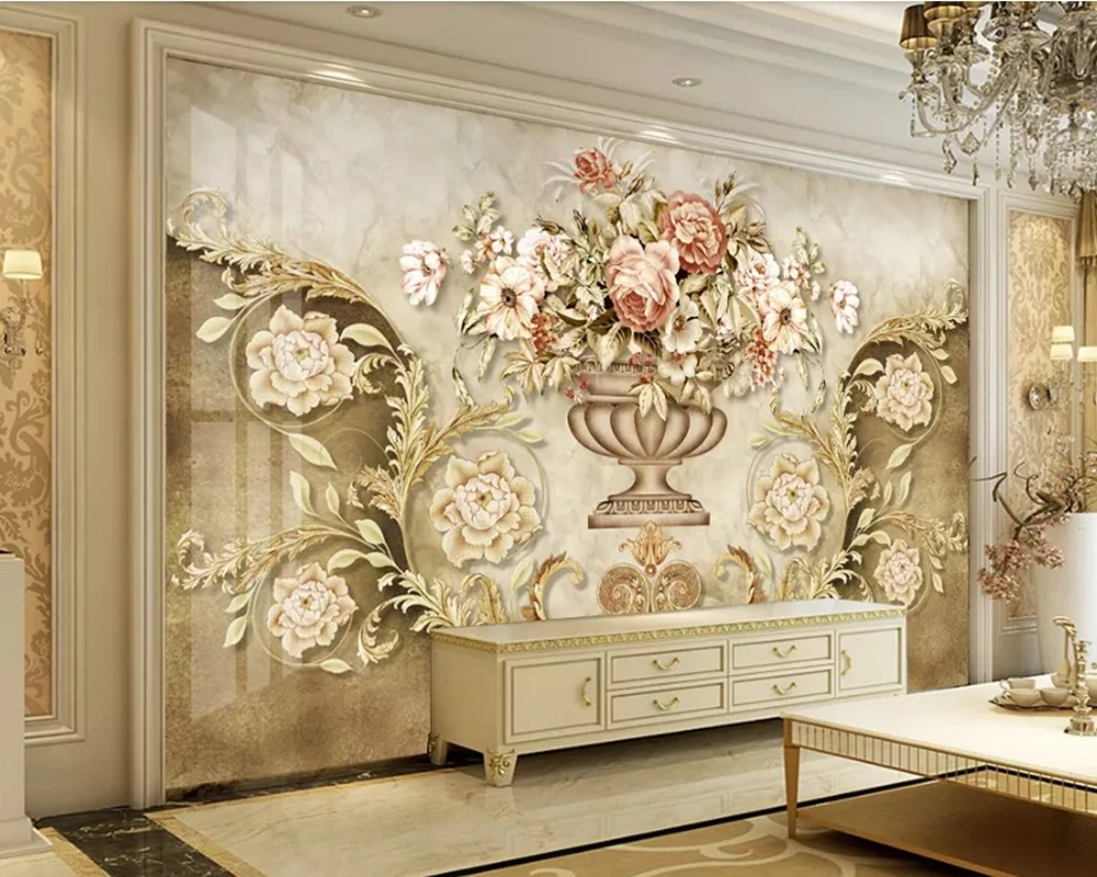 

Обои 3d в стиле ретро, роскошные европейские обои с цветочным рисунком, для гостиной, дивана, телевизора, спальни, домашний декор, Фреска для кафе