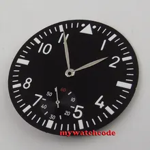 38,9 мм черный dialluminous циферблат серебряные руки Калибр ETA 6498 мужские часы(циферблат+ руки