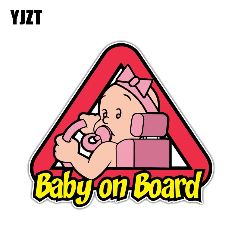 

YJZT 15.2CM*13.7CM Cute Baby On Board Warning PVC Decal Car Sticker 12-0234