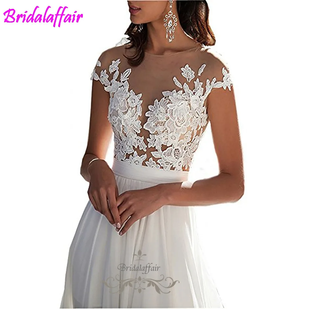 BridalAffair шифон пляж свадебное платье 2018 кружево сзади длинный хвост свадебные платья невесты Свадебные платья для свадьбы