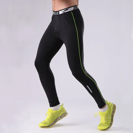 Быстросохнущие компрессионные брюки для бега мужские баскетбольные леггинсы тренировочные колготки детские фитнес, Спорт брюки для йоги штаны для бега XL - Цвет: t045 black green