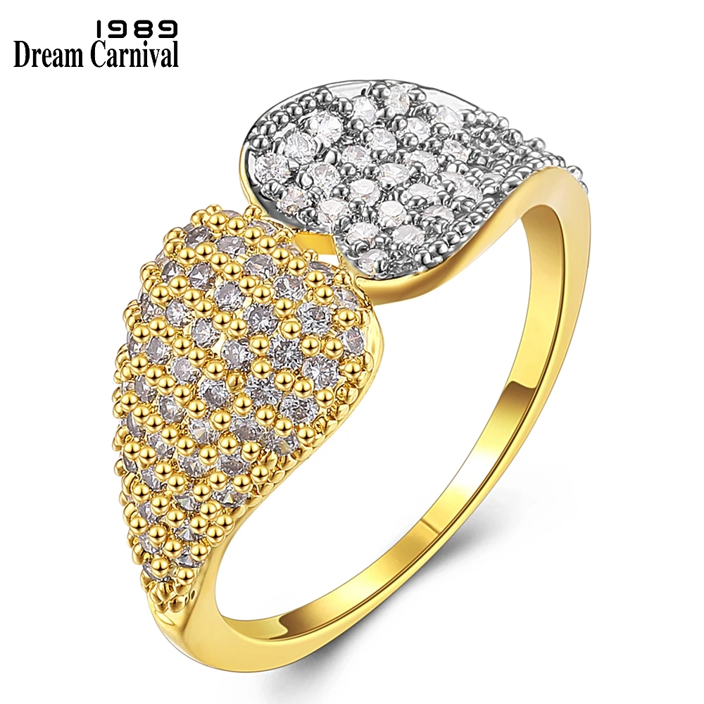 

DreamCarnival 1989 Luxury Wedding Rings for Women with Clear White Cubic Zirconia Rhodium Gold Color Anel das mulheres YR7252