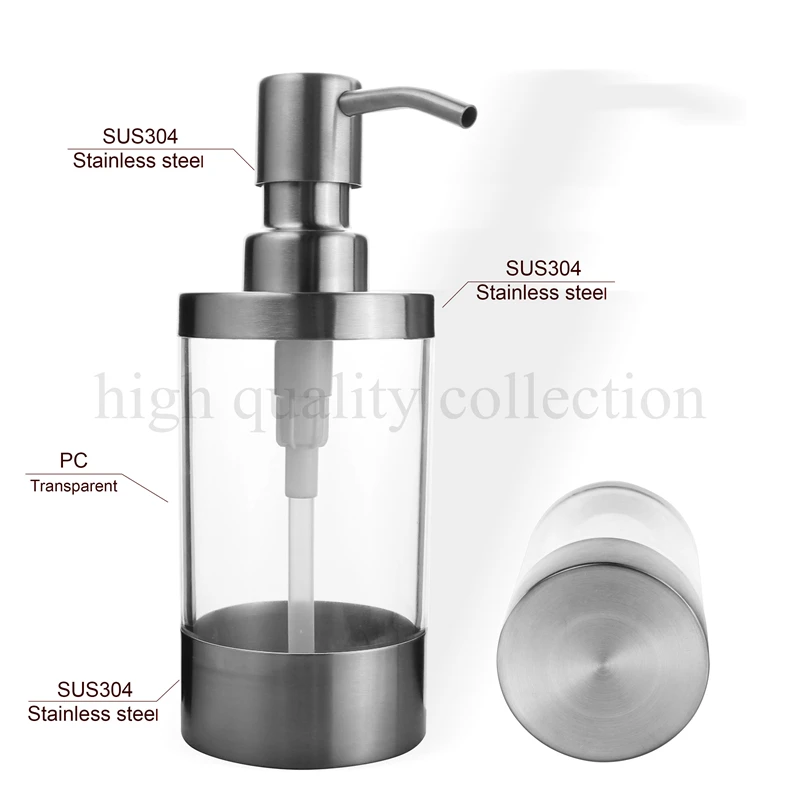 Buy 250ML 304 Stainless Steel Soap Liquid Dispenser Pump Acrylic