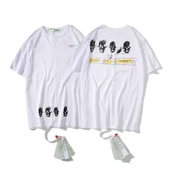 Граффити голова человека 19ss Off-White OW мужские/женские модные парные модели влюбленных хлопок Повседневная футболка с круглым вырезом и