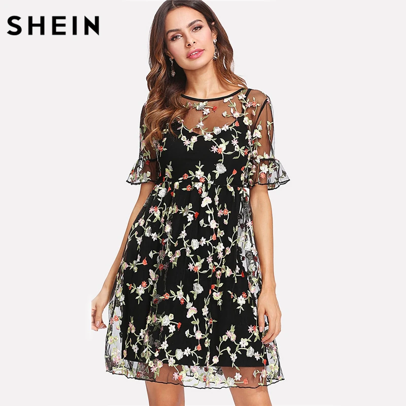 Buy SHEIN Summer Dresses Multicolor High Waist Short