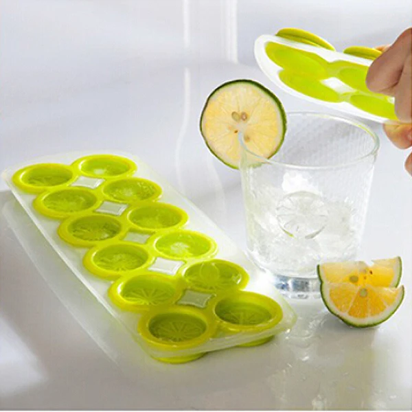 Creative 12-Cell Orange /Lemon Shaped Soft Silicone DIY Ice Cube Tray Ice Maker Jelly Pudding Mold - 3 pcs/set (Pink+Blue+Green)