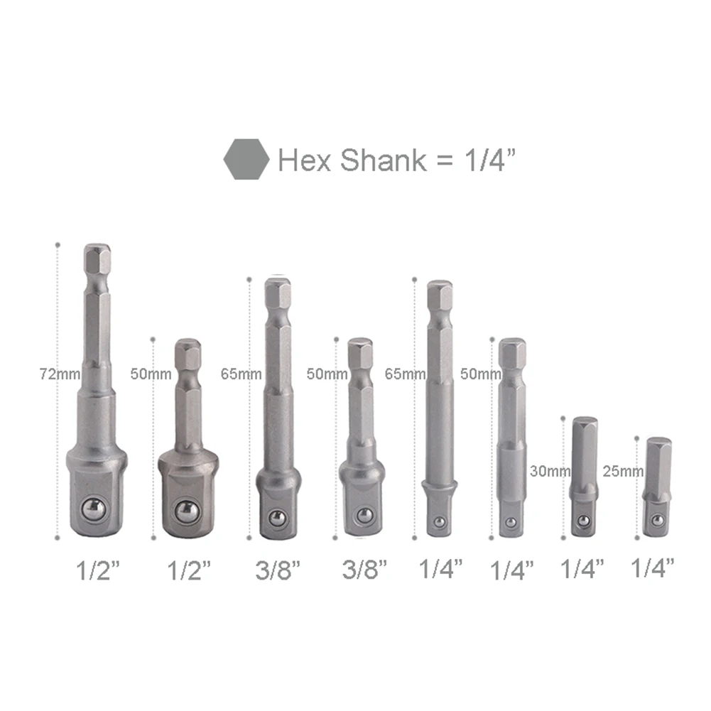 

Hex Shank Socket Adapter to 1/4" 3/8" 1/2" Impact Driver Drill Nut Power Extension Bar
