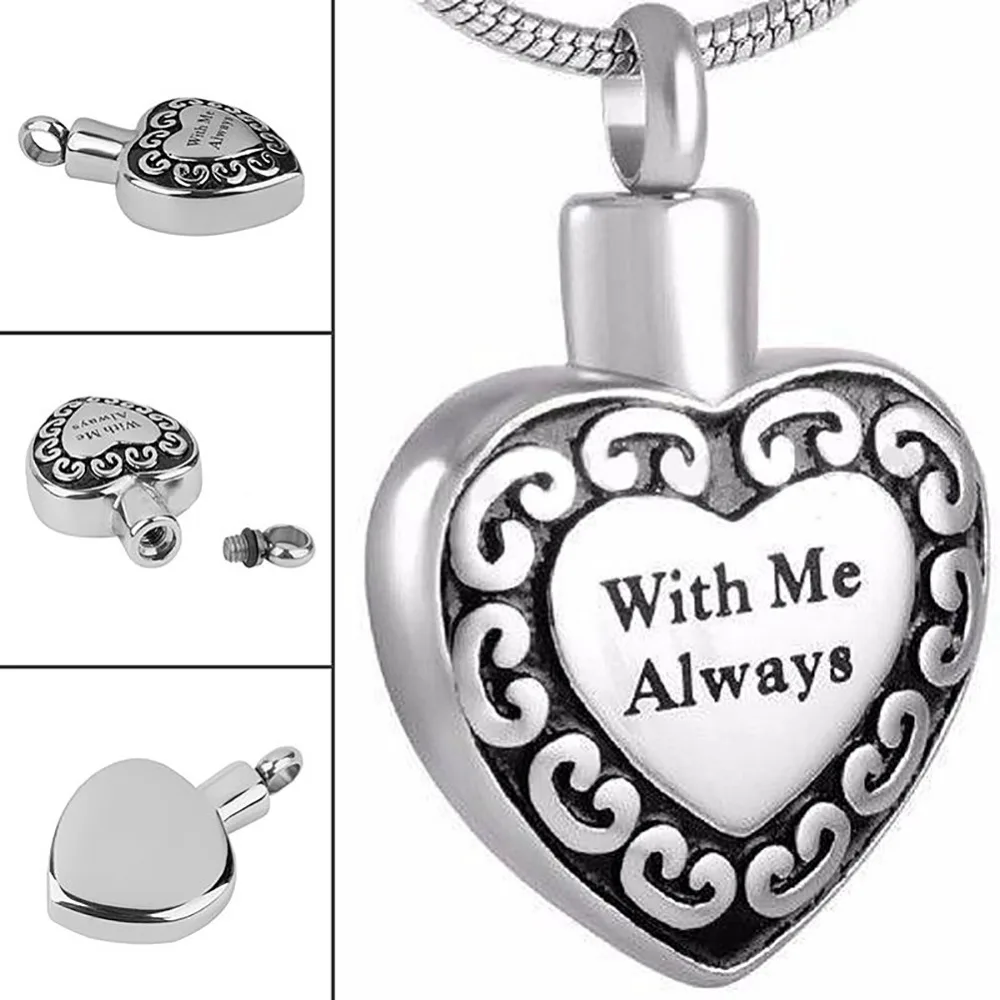 

Heart Shape Small Pet Urn Stainless Steel Openable Locket Pet Caskets Pet Memorials Pendant Dog Ash Cremation Holder