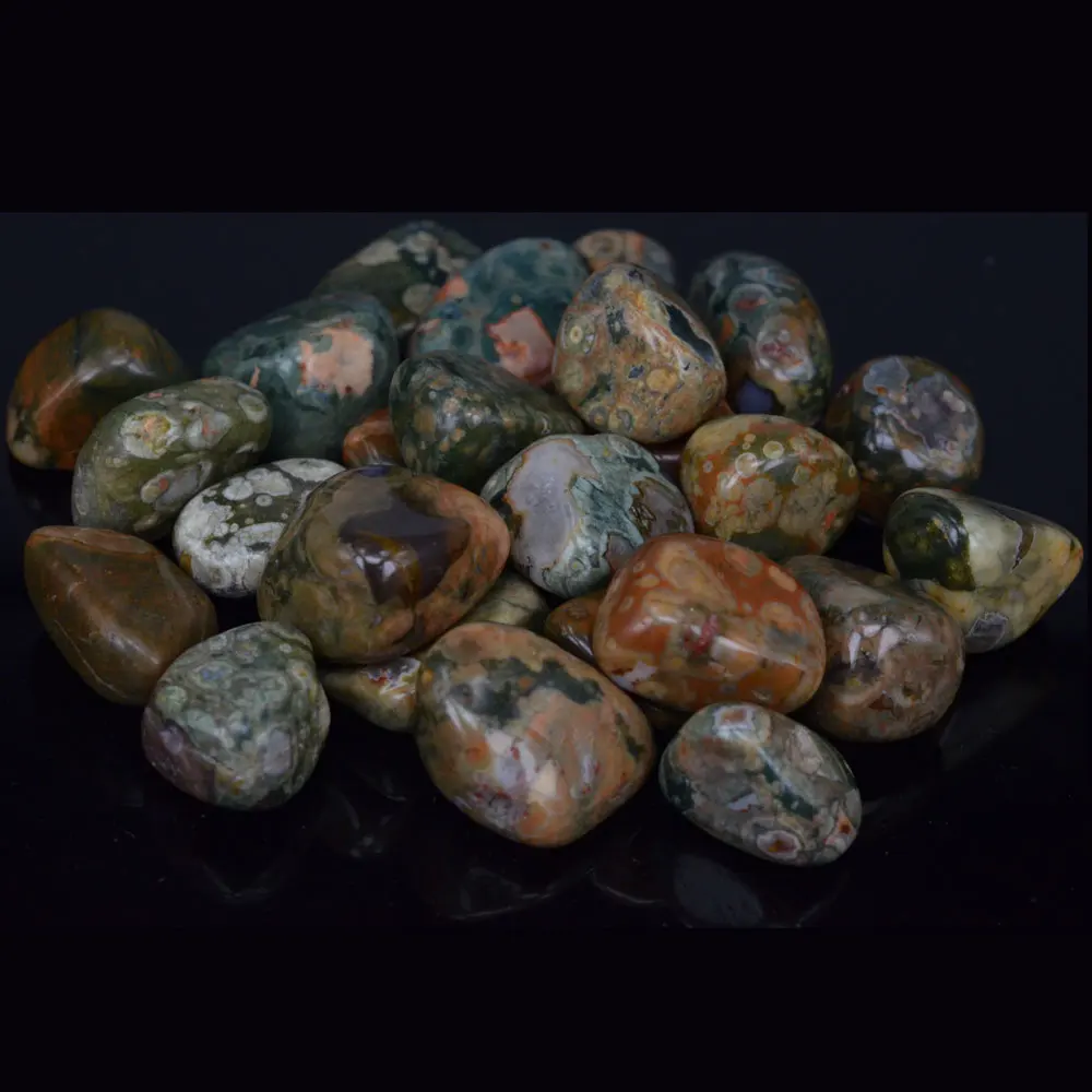 500g/lot Green Rainforest Jasper Quartz Crystal Gem Stone Tumbled Stones Feng Shui Chakra Healing Reiki Stone
