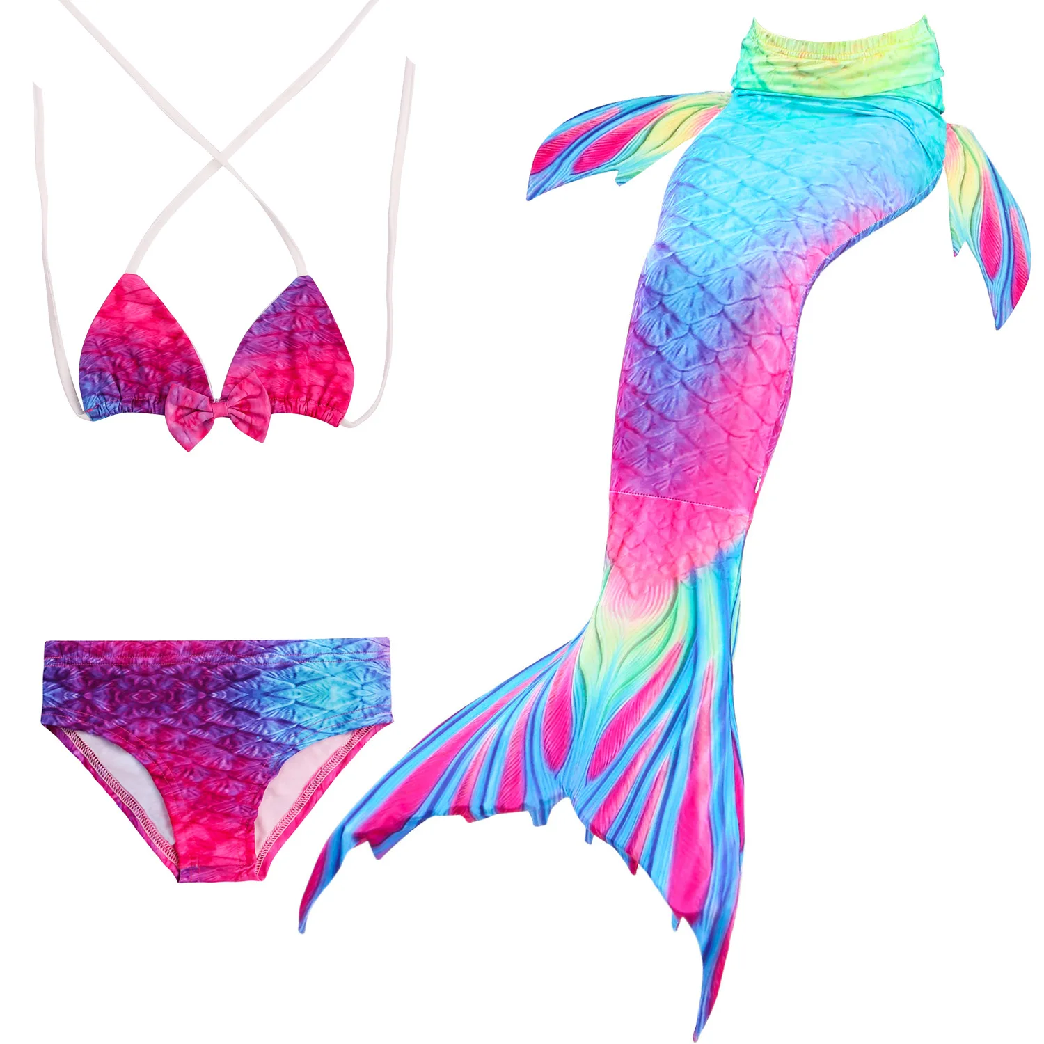 Новые модные милые Плавание костюм комплект из 3 предметов бикини, купальный костюм для девочек на весну для бассейна и ванной пляжный купальник для детей пляжная одежда для девочек - Цвет: 3pcs set