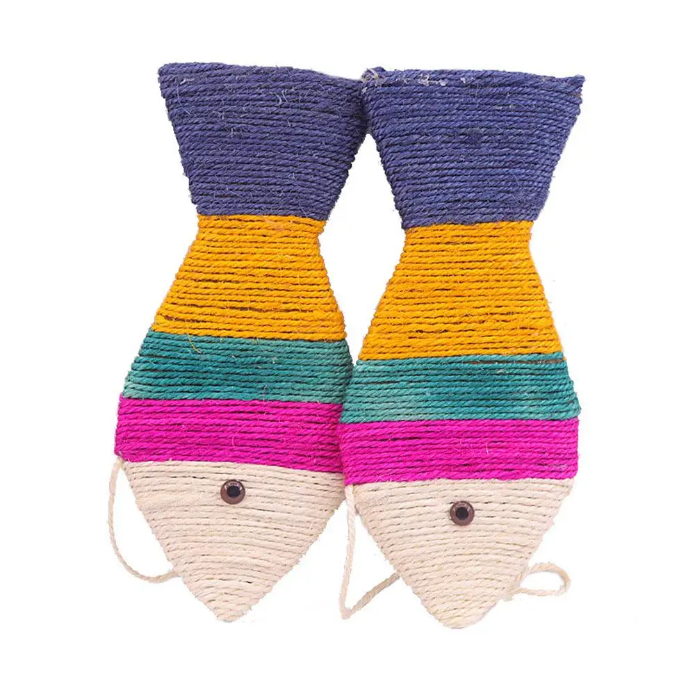 

Cat Favor Fish Toys Hand woven Sisal Cat Scratch Pad Cats Toy Catnip Scratch Board Scratching Post For Pet Product Supplies