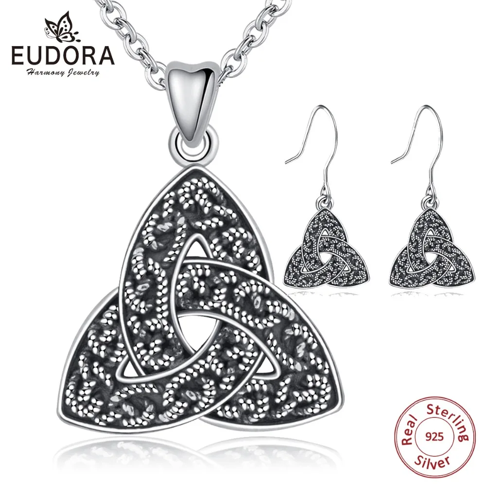 Комплект ювелирных изделий EUDORA E76D319 из стерлингового серебра 925 пробы с