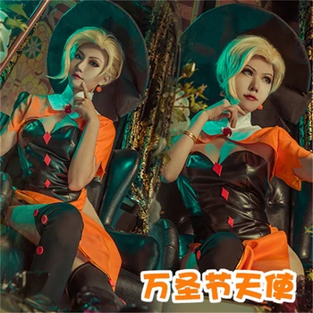 

The Game OW Angela Ziegler Cosplay Halloween Skin Hat+Clothes+Shawls+Free Shipping C