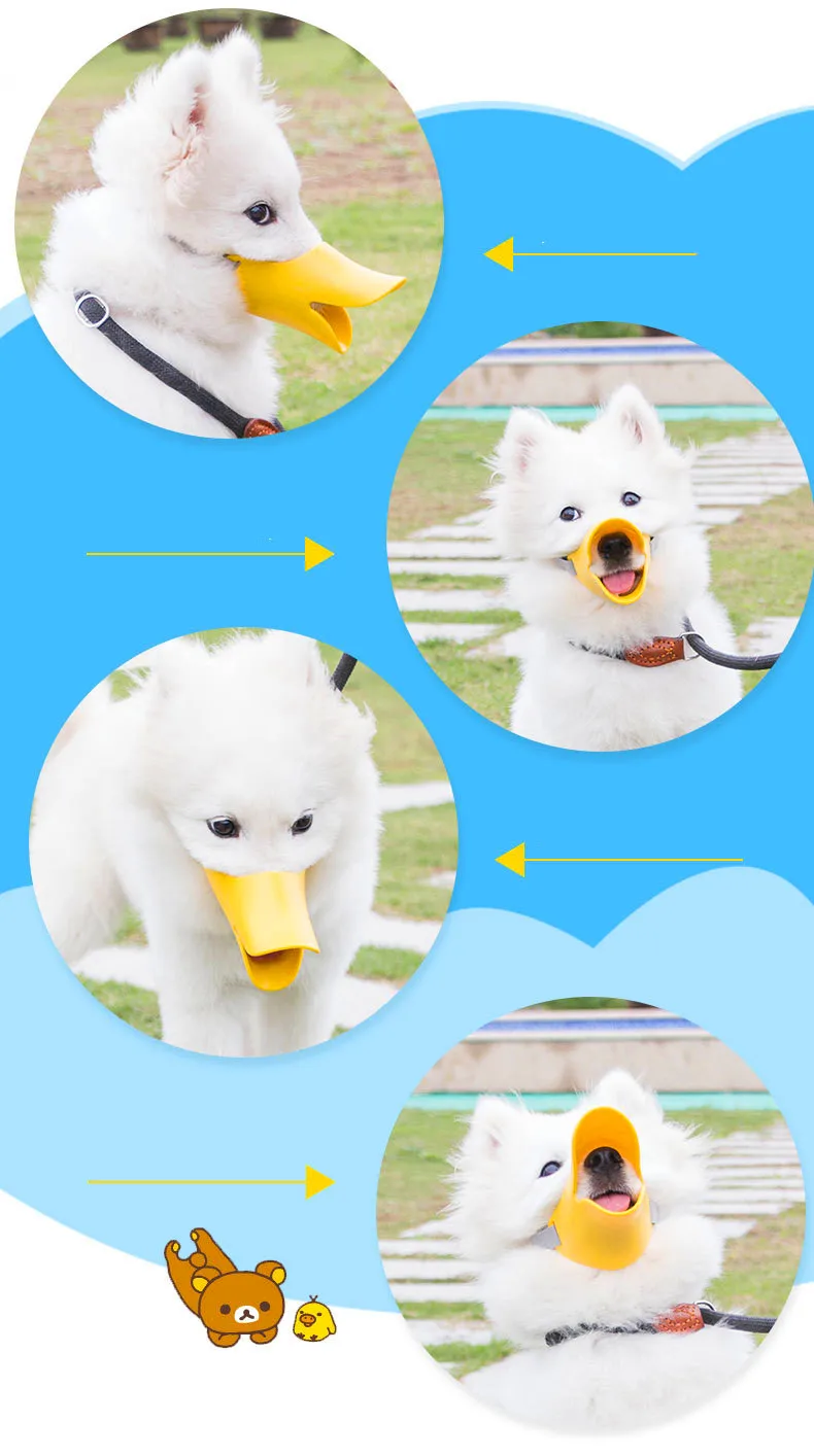 Dog Muzzle Silicone Cute Duck Mouth Mask Muzzle Bark Bite Stop Small Dog Anti-bite Masks For Dog Products Pets Accessories 1pcs