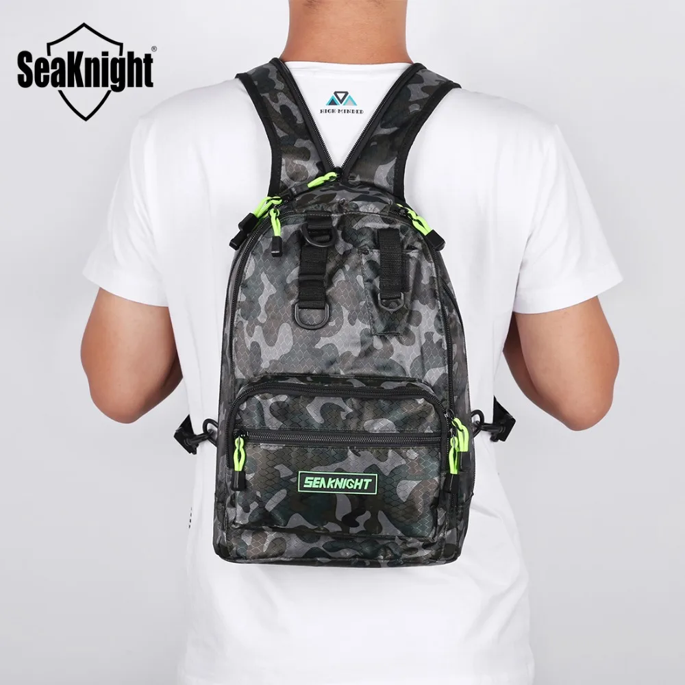 SeaKnight SK005 водонепроницаемая рыболовная сумка многоцелевой рюкзак 4 слоя 1000D нейлоновая сумка для рыбалки на открытом воздухе сумка для рыболовных снастей камуфляж/черный