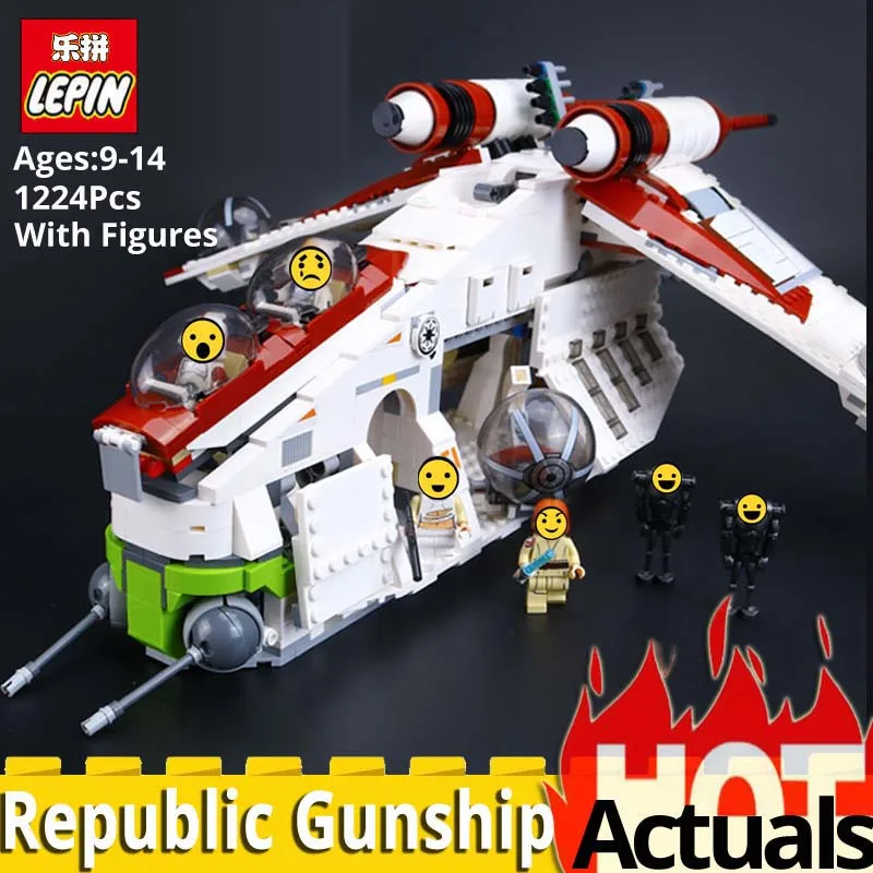 

LEPIN Star Plan wars 05041 The Republic Gunship Set Building Blocks compatible with LegoINGlys 75021 army ship model boys toys