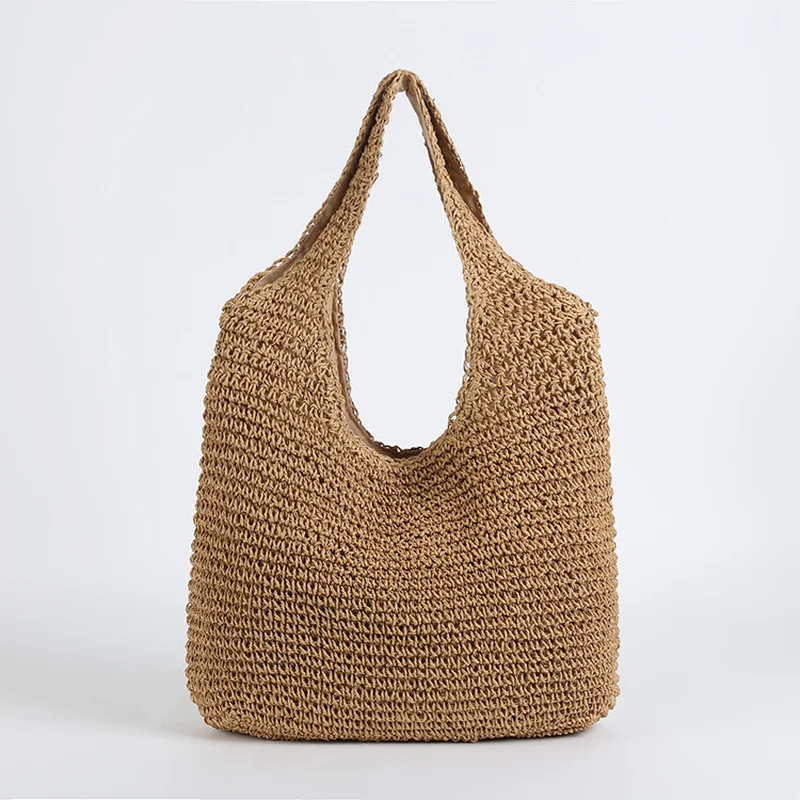 

2019 Korean Version of Ins Wind Beach Holiday Wind New Pure Hand Woven Single Shoulder Simple Pure Color Straw Bag