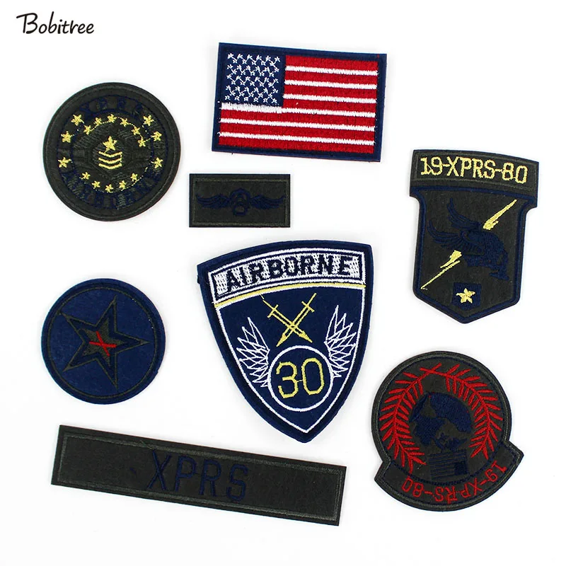8pcs/set American Army Patches Military iron on Flag Badges for