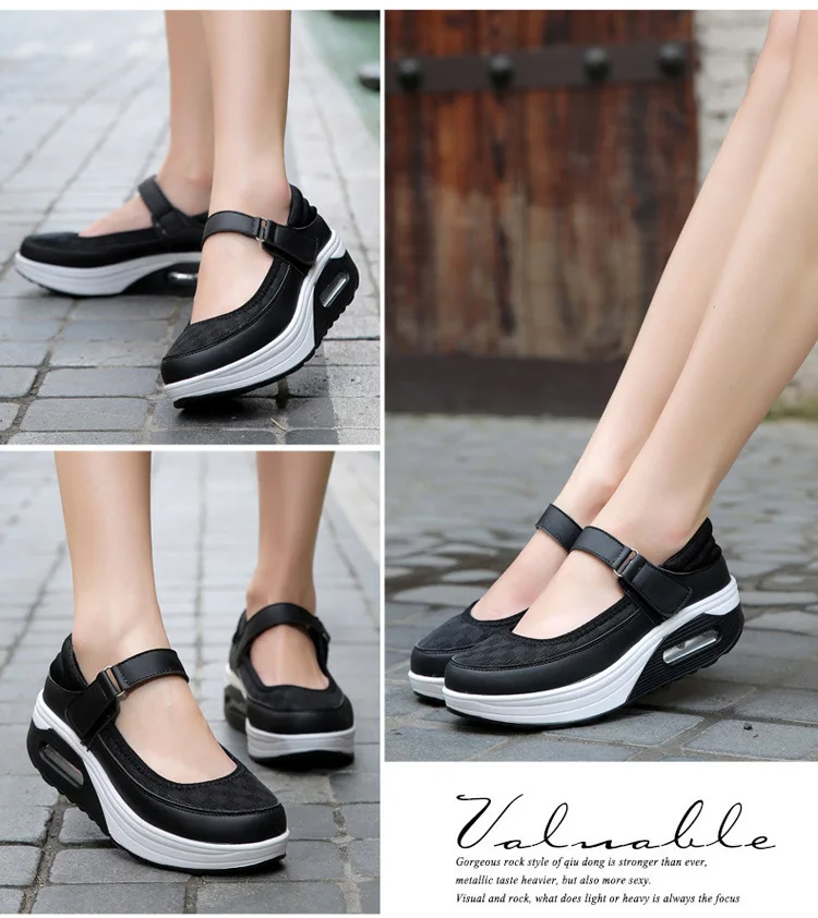 Altura Crescente Hook-loop Cunha Balanço Sapatos Sapatos