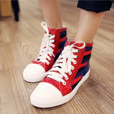 New European spring fashion leather high help personality laser joining together men sneakers | Спорт и развлечения