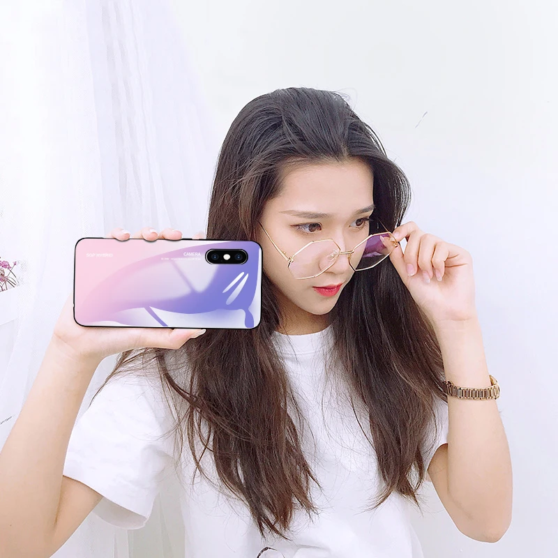 Градиентный чехол для Xiaomi Redmi K20 6a 5a s2 5plus Note 5 6 7 Pro 4x4 Xiomi Xiami чехол из закаленного стекла задняя крышка силиконовые чехлы