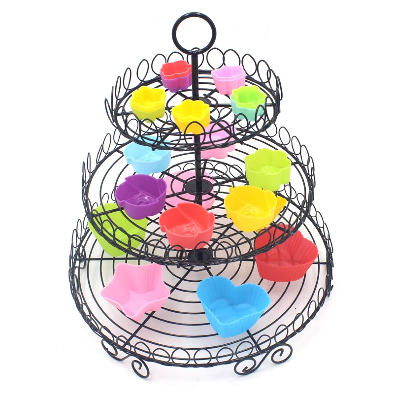 

3 Tier Cake Stand Round Cupcake Holder Wedding Birthday Party Events Dessert Display Stands Color Box Package