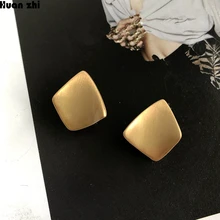 HUANZHI, S925 Стерлинговое Серебро, булавка, матовый металл, золото, геометрические, неправильные, изогнутые, квадратные, серьги-гвоздики для женщин, мужчин, вечерние, ювелирные изделия